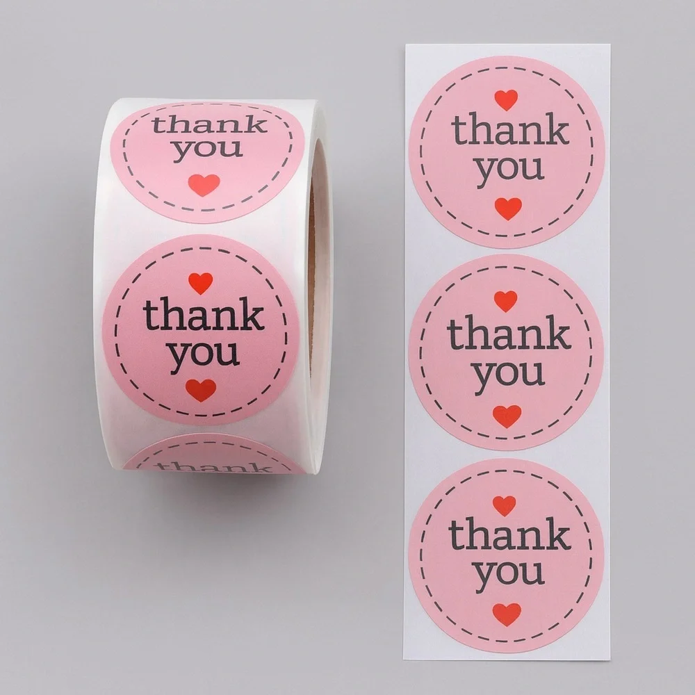 thank you stickers l 1 in round shipping supplies | pink stickers​​​​| SUPPLIES